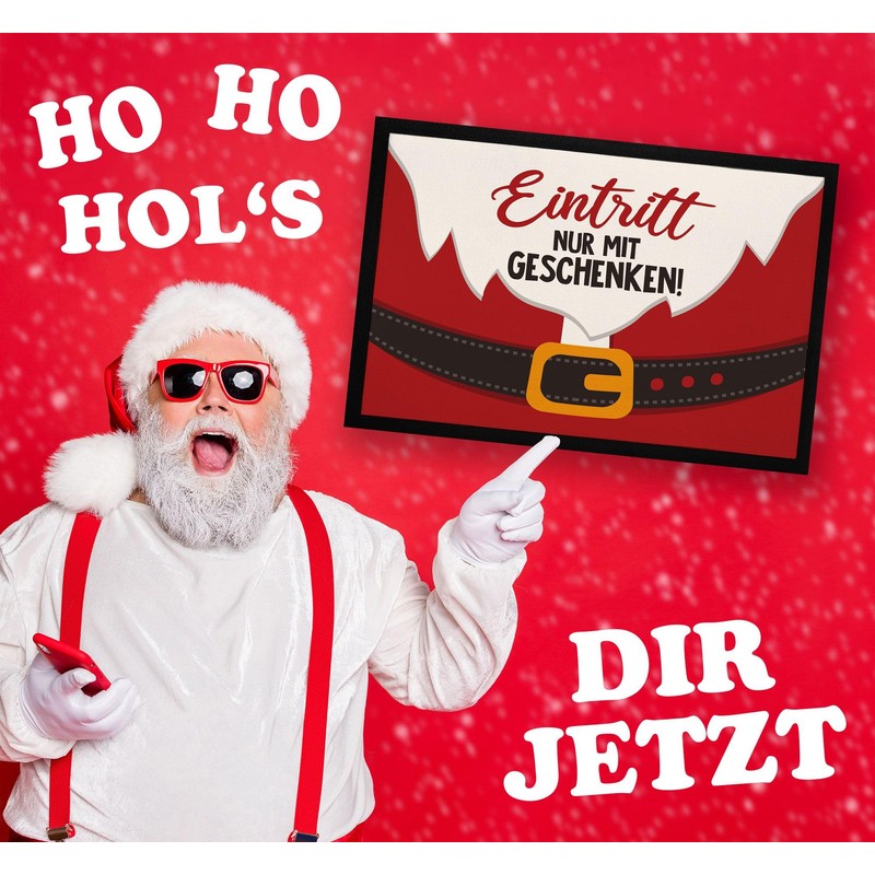 MoonWorks® Doormat Christmas with Saying "Eintritt nur mit Geschenken Santa