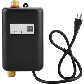 Krisy Hot Water Heater,110V 3000W Mini Electric Tankless Instant Hot Water Heater Bathroom Kitchen Washing (US Plug)(Black)