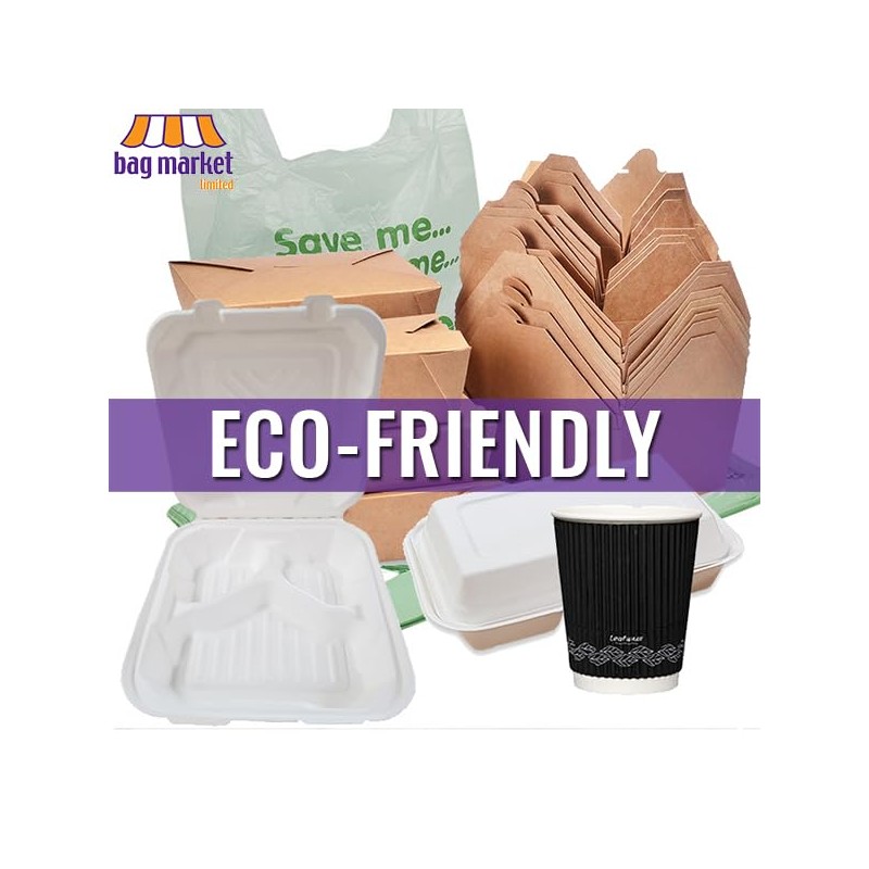 Bag Market | 100 x White Patch Handle Plastic Carrier
