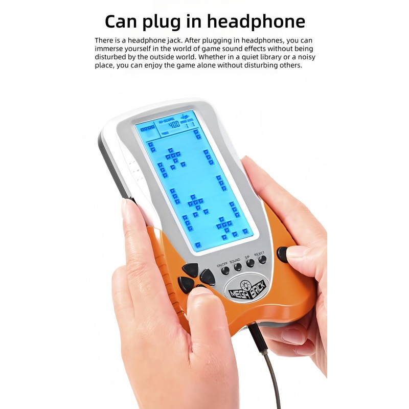 LZYCH Block Game Console Built-in Puzzle Games Dual Power Modes