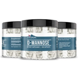 D-Mannose, 200 Capsules, 1500mg Serving, Max Strength, Healthy Urinary Tract, No Stearate or Rice Filler, Non-GMO & Gluten-Free, Made in USA by Earthborn Elements*