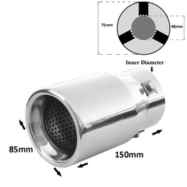 Rumplex Exhaust Trim Round Stainless Steel Sports Exhaust Tailpipe End Pipe Trim Exhaust Tips Tailpipe Trim Silencer Tip Universal Exhaust Pipe Chrome Rustproof