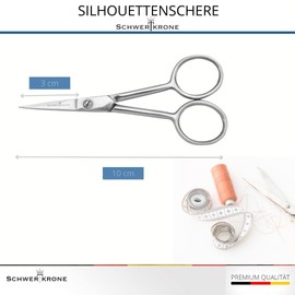 Schwertkrone Silhouette scissors, thread scissors, embroidery scissors, application scissors, needlework scissors, straight cutting edge