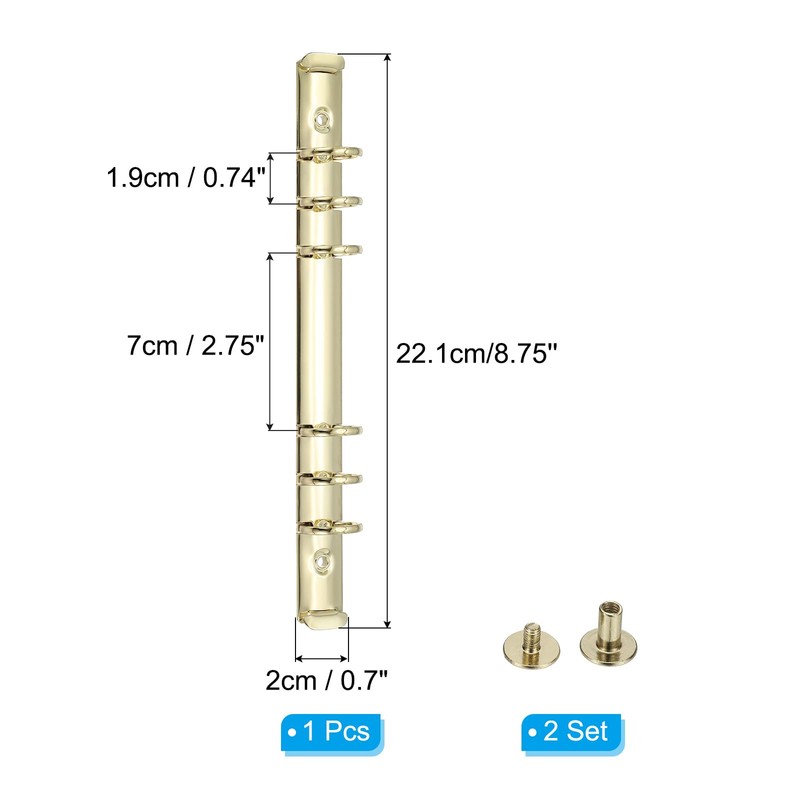 PATIKIL A5 6-Hole Ring Binder Mechanisms, 1 Set Binder Spines