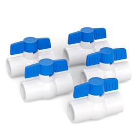 GASHER 5PCS 3/4 Inch PVC Ball Valve Shut Off Switch For Pool, Handle Blue Ball valve, Pvc Control Valve