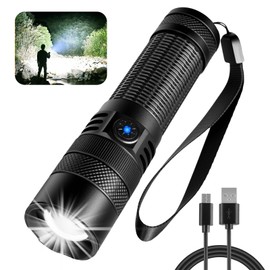 Yanfoam Rechargeable Flashlights High Lumens - 1200LM Small Powerful Tactical Flashlight with 5 Modes, High Powered Zoomable LED Flash Light for Camping, Outdoor, Hiking, Home, Emergencies