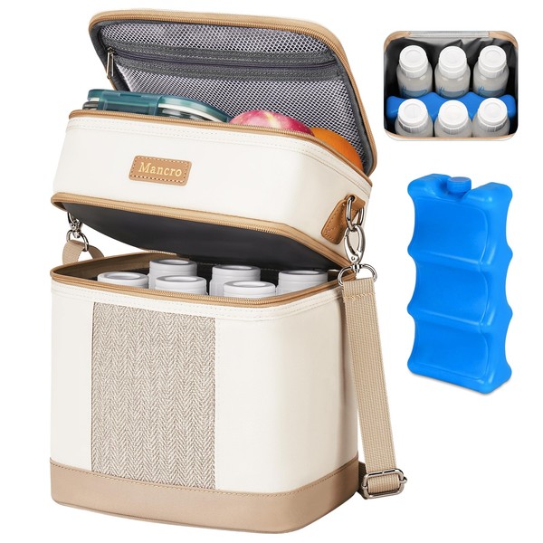 Mancro Breastmilk Cooler Bag with Ice Pack, Double Layer Insulated