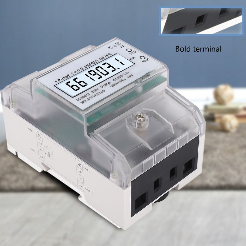 Digital Energy Meter 1 Phase 2 Wire KWh Electricity Wattmeter