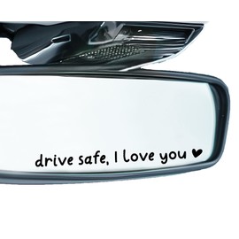 3 x Car Rear Mirror Vinyl Decal Stickers Water Bottle Decor Cute Laptop Sticker Aesthetic Tumbler Positive Affirmation Decal Car Rearview for Women Gift for Her (Black, Drive Safe I Love You)