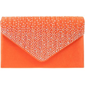 LeaHWard Diamante Clutch Purses Crystal Sparkly Beaded Handbags Prom Bridal Wedding Bag 299 (Orange)