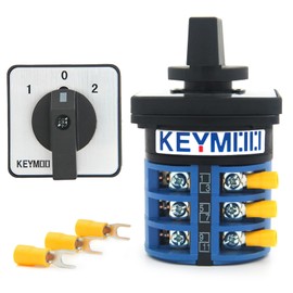 KEYMOO 40A Rotary Changeover Switch, 660V 3 Position 3 Phase 12 Terminals, 2-Way 3NO 3NC Universal Selector Switch with Yellow Fork Terminals 40/D303.3