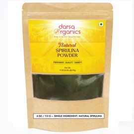 Darsa Organics Natural Spirulina Powder – 4 oz (113g) – 100% Pure Vegan Superfood – High Protein, Antioxidants & Nutrients – Non-GMO, Gluten-Free, Additive-Free Green Supplement