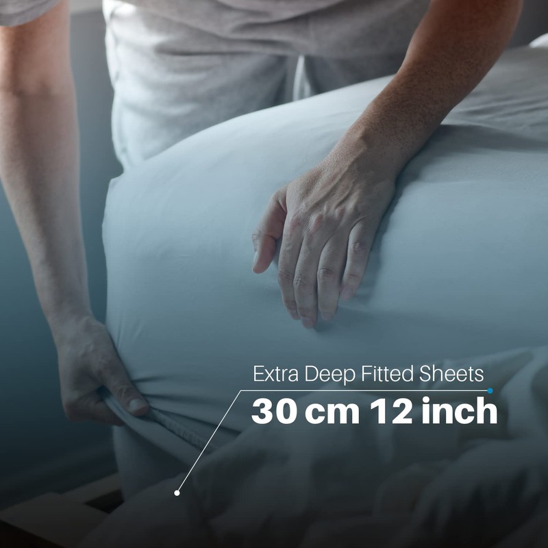 DTEX HOMES Fitted Sheet 100% Egyptian Cotton 30cm/25 Inch Extra
