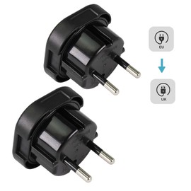 OcioDual 2X UK to European Plug Adapter, Travel Plug Adapter, Type G to Type E and F Plug, Model YD-9625, 221V/13A Black, 3-Pin to 2-Pin Converter, CE/RoHS Certification