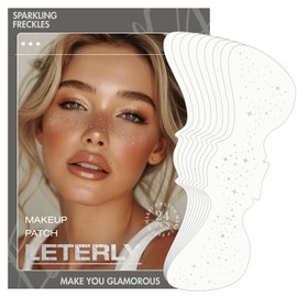 Leterly 24 Pcs Glitter Freckles Face Tattoo,Silver Face Glitter Makeup Patches Cute Sparkle Freckles Patches Waterproof Makeup Speckles for Face Accessories for Women Girls