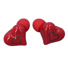 SOULONG Dynamic Gradient Heart Shaped Wireless Earbuds Bluetooth 5.3, Color Gradient Light, for Small Ears with Charging Case, USB C 20 H (Red)