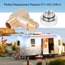 571-VAC-CHK-A Brass RV Vacuum Breaker Check Valve, 1/2 DN Male for RV Black Tank Cleaning System fit for b&b Model 571 Check valve, Camper Trailer Flusher Check Valve
