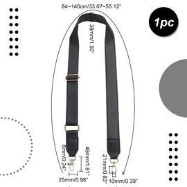 PH PandaHall 1.4inch Wide Black PU Leather Crossbody Shoulder Bag Strap Adjustable Purse Replacement Strap Wide Shoulder Strap for Briefcase Messenger Bag Handbags Women Purse, 33~55inch