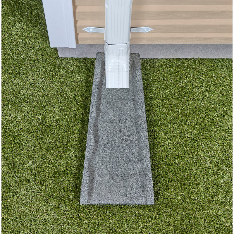 Rubberific Premium Rubber Downspout Splash Block, Rain Guard, Stone Textured