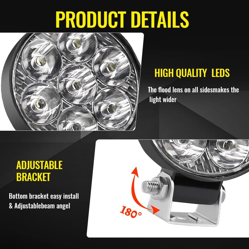 Jumpdy 2.5 inch LED Round Light Bar 2 Pcs, Work