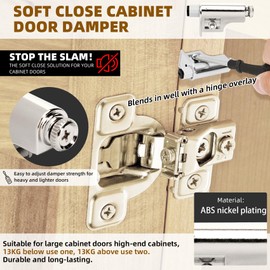 50 Pcs Soft Close Cabinet Door Damper, Universal Soft Close Door Dampers for Cabinet Doors/Wardrobe/Kitchen/Bookcases, Hydraulic Cabinet Buffer Damper, Silent door closing, with self-Closing Mechanism