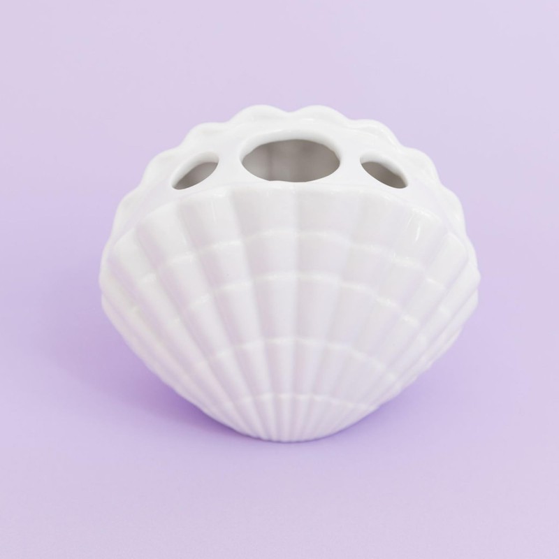 Lilly Pulitzer Shell Bud Vase, Small Decorative Ceramic Bud Vase