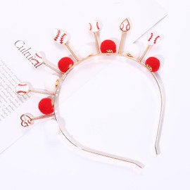 Diadema deportiva para el día del juego, accesorios para el cabello para mujeres, diadema de béisbol de fútbol, diadema con pompón, diadema (pompón de béisbol)