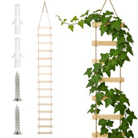 Extra Tall 3ft Wooden Ladder Trellis for Climbing Plants - Sturdy Indoor/Outdoor Plant Support,Easy Assembly & Space-Saving Vertical Garden Decor for Potted Plants, Vines, Pothos, Monstera