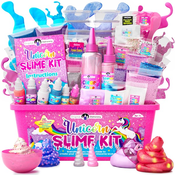 Original Stationery Unicorn Slime Kit, Slime Kit for Girls 10-12 to Make Amazing Unicorn Slime for Girls and Glow in The Dark Unicorn Slime for Kids