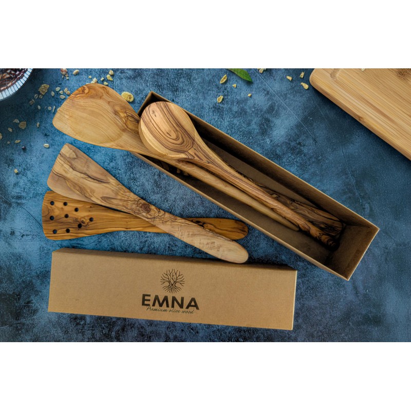 EMNA - 5-Piece Olive Wood Kitchen Utensils Set | Approx.