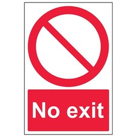 V Safety No Exit Prohibition Sign - 200mm x 300mm - 1mm Rigid Plastic