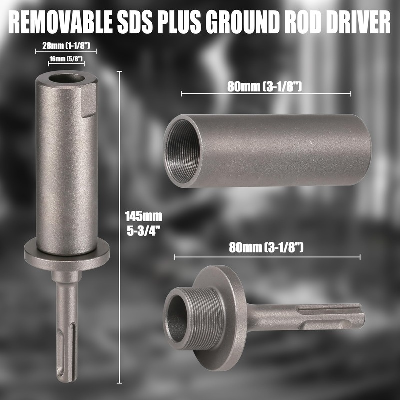 Vearter SDS Plus Ground Rod Driver for 5/8" Grounding Rod,