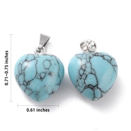 BEEFLYING 10 Pcs Natural Gemstone Heart Pendant Charms Turquoise Charms Healing Stone Pendants for Jewelry Making Crafts Supplies
