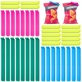WISYOK Food Clips 40pcs, Bag Clips for Food Storage Plastic, Freezer Bag Clip, 4 Sizes and 4 Colors, Resuable Kitchen Sealing Clip Stay Fresh Longer for Snack, Sandwich, Bread