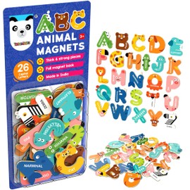 TOYVENTURES Magnetic Capital Letters – ABC Animal Alphabet Set | 26 Fridge Magnets for Toddlers | Non-Toxic, Durable, Educational Toy for Kids Age 3+