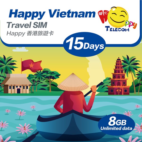 Happy 5G Vietnam 15 Days Unlimited Data Travel Sim Card