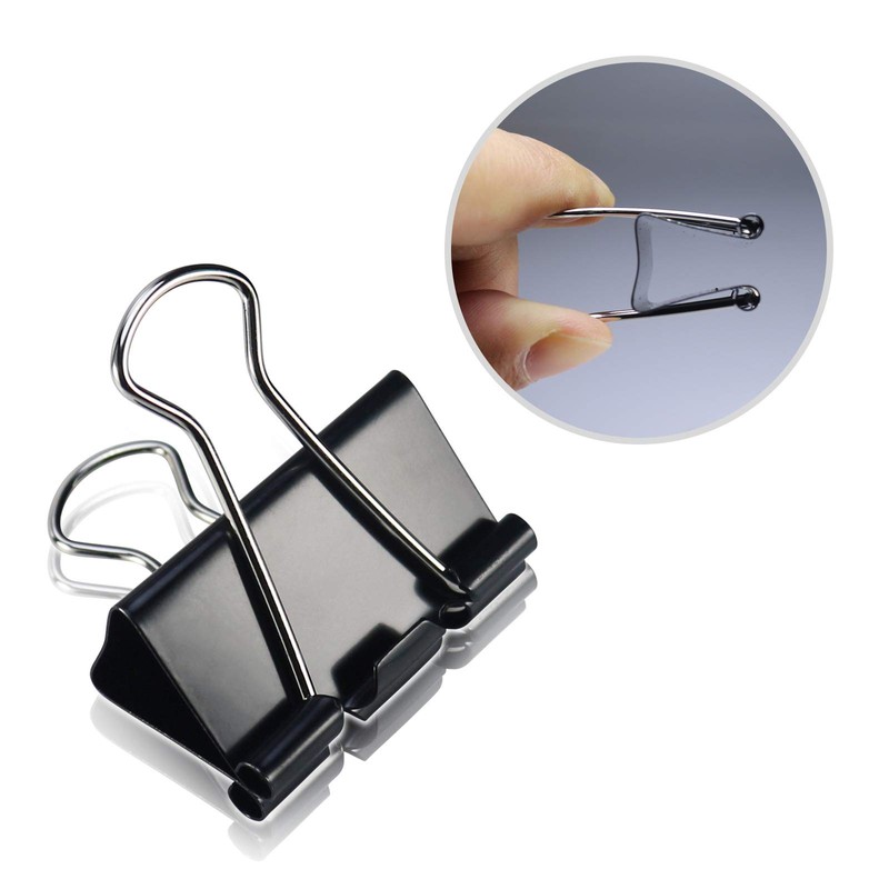Double Clips, 4 Sizes 15mm, 19mm, 25mm, 32mm, Metal, Black,