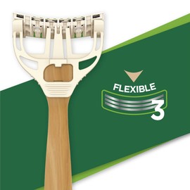 Wilkinson Sword Xtreme 3 Bamboo Hybrid - Renewable Bamboo Razor + 6 Refills with 3 Flexible Blades for Comfortable and Tight Shaving, Beige
