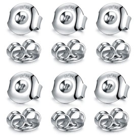Catinee14K Earring Backs,6 Pairs 925 Sterling Silver Earring Backs for Droopy Ears,Adjustable Hypoallergenic Earring Backs for Studs Earrings(White)