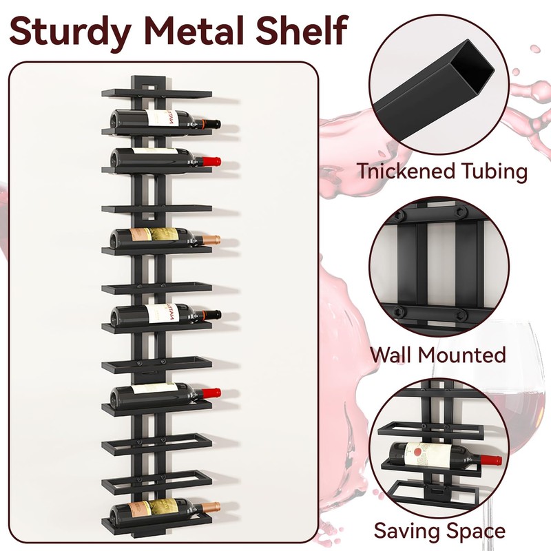 IBUYKE Wall Mounted Wine Rack 12 Bottle,Metal Wine Bottle Holder