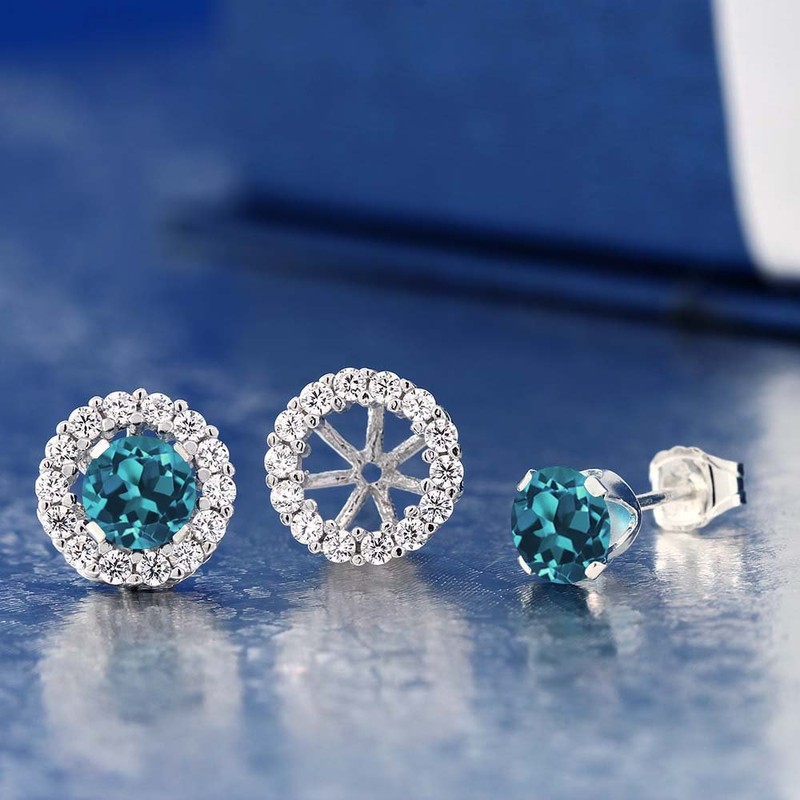 Gem Stone King Pendientes de tuerca de plata de ley
