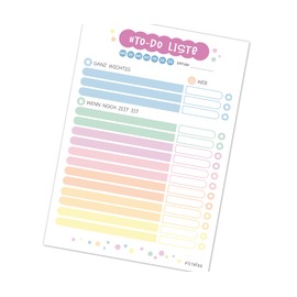 To Do Listen Pad - Planner Including Prioritization and Task Distribution, 50 Sheets of A5 Daily Planner or Weekly Planner - Colourful ToDo Notepad for Home & Office - Daily Planner to Check Off