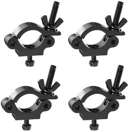 MFL. Heavy Duty Truss Clamp, 660 lb Aluminum Alloy DJ Light Clamps, Fits 1.5-2.0 Inch Truss for Stage Lighting Projector Par Lights, TUV Certificated ID: 50393001, Black, Pack of 4
