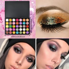 35 Colours Glitter Eyeshadow Palette, Eye Palette Shimmering, Glitter Makeup Palette Durable, Dark Blacklight Makeup Eyeshadow Palette Colourful Waterproof Makeup Palette for Holidays and Everyday Use