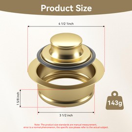 Frsmvati Kitchen Sink Garbage Disposal Flange and Sink Stopper, fit 3-1/2 Inch Standard Sink Drain Hole - Gold-Gloss