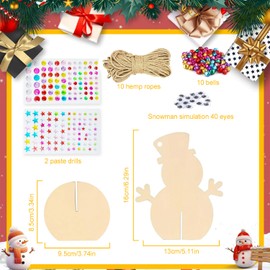 YongSral Craft Christmas Kids 10pcs 3D Wooden Snowman Christmas Decoration