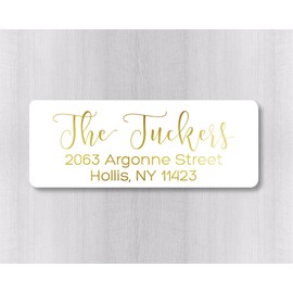 60ct - Gold or Color Foil Wedding Invitation Return Address Labels, Wedding Invitation Return Address Stickers (#530-F)