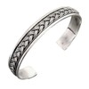 VN Jewelry Men's Silver Bracelet Bangle Open Cuff Braided Details