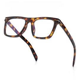 Gleyemor Blue Light Glasses for Men Women Trendy Square Frame Blue Light Blocking Lens Computer Glasses (Tortoise)