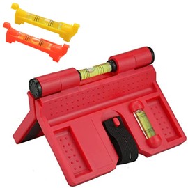 Guador Magnetic Spirit Level ABS Adjustable Angle Spirit Level Post Angle Spirit Level 188 mm x 134 mm for Pipe Installation Picture Hanging Mounting Aid (Red)